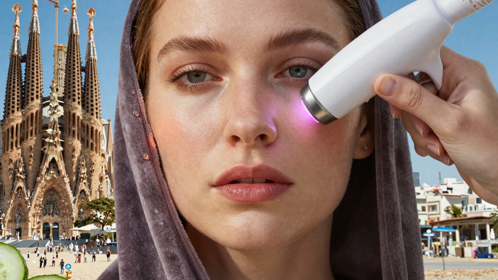 Pliegues de tela con destellos, metáfora de refinamiento facial.